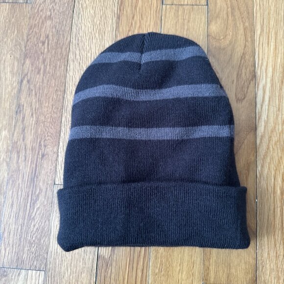 BMW Logo Beanie Knit Cap Hat Black/Gray Stripe Sport tek - Picture 3 of 5